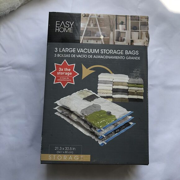 Easy Home Other - 3 Pc Vacuum Storage Bags Space Saver and Travel Hand Pump to Organize Store 33.5